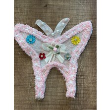 Gönülden Tasarım 20X19 cm  Zirkon Taşlı Dokuma Inci Boncuklu Aplike Kelebek Arma Dikiş Aksesuarı