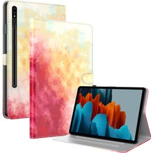 SZYKD Szykdsamsung Galaxy Tab S8 / Tab S7 Için Suluboya Desen Flip Deri Tablet Kılıf (Yurt Dışından)