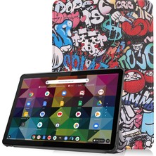 SZYKD Lenovo Duet Chromebook Için Boyalı Desen Deri Kılıf Graffiti (Yurt Dışından)