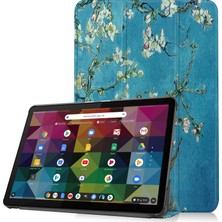 SZYKD Lenovo Duet Chromebook Için Boyalı Desen Deri Kılıf Kayısı Çiçeği (Yurt Dışından)