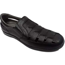Moda Ayakkabı 0454 Siyah Deri Erkek Sandalet
