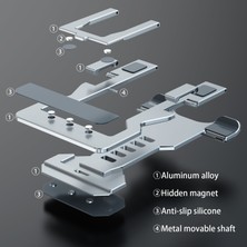 R-Just HZ06 Evrensel Katlanabilir Manyetik Pul Alüminyum Alaşımlı Cep Telefonları / Tablet Tutucu (Gümüş) (Yurt Dışından)