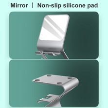 SZYKD Evrensel Cep Telefonu / Tablet Pc Çok Fonksiyonlu Metal Masaüstü Standı Makyaj Aynası (Pembe) (Yurt Dışından)