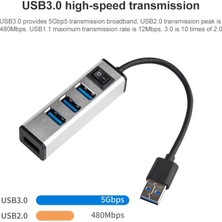 SZYKD USB - 4 USB 3.0 Bağlantı Noktası Alüminyum Alaşımlı Göbek (Gri) (Yurt Dışından)