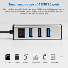 SZYKD USB - 4 USB 3.0 Bağlantı Noktası Alüminyum Alaşımlı Göbek (Gri) (Yurt Dışından)