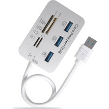 SZYKD 619-3.0 3 Bağlantı Noktası Hub 4 Bağlantı Noktası Kartı Okuyucusu Bir Ila Üç Yüksek Hızlı USB 3.0 Hub Ayırıcı (Beyaz) (Yurt Dışından)