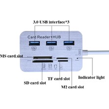 SZYKD 619-3.0 3 Bağlantı Noktası Hub 4 Bağlantı Noktası Kartı Okuyucusu Bir Ila Üç Yüksek Hızlı USB 3.0 Hub Ayırıcı (Beyaz) (Yurt Dışından)