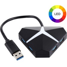 SZYKD 5gbps Süper Hızlı 4 Bağlantı Noktası USB 3.0 Hub Adaptörü, Kablo Uzunluğu: Yaklaşık 20 cm (Siyah) (Yurt Dışından)