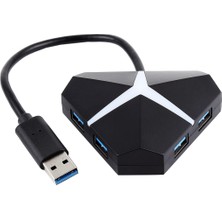 SZYKD 5gbps Süper Hızlı 4 Bağlantı Noktası USB 3.0 Hub Adaptörü, Kablo Uzunluğu: Yaklaşık 20 cm (Siyah) (Yurt Dışından)