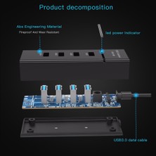 SZYKD Led, Süper Hız 5gbps, BYL-P104 (Siyah) ile 4 Bağlantı Noktası USB 3.0 Hub Ayrıcı (Yurt Dışından)