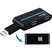 SZYKD 180 Derece Dönen USB 3.0 USB Hub Katlanır USB 4 Bağlantı Noktası Ayırıcı (Siyah) (Yurt Dışından)