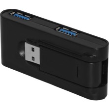 SZYKD 180 Derece Dönen USB 3.0 USB Hub Katlanır USB 4 Bağlantı Noktası Ayırıcı (Siyah) (Yurt Dışından)