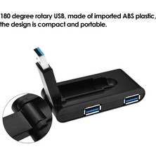 SZYKD 180 Derece Dönen USB 3.0 USB Hub Katlanır USB 4 Bağlantı Noktası Ayırıcı (Siyah) (Yurt Dışından)