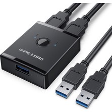 SZYKD T25 2 Arada 1 Usb3.0 Çift Yönlü Anahtar Yazıcı Paylaşıcı Ayrıştırıcı (Siyah) (Yurt Dışından)