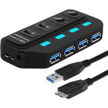 SZYKD 4 Bağlantı Noktası USB 3.0 Hub Her Bir Veri Aktarım Bağlantı Noktası (Siyah) Için Ayrı Anahtarlarla (Yurt Dışından)