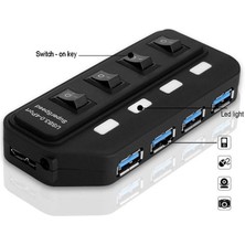 SZYKD 4 Bağlantı Noktası USB 3.0 Hub Her Bir Veri Aktarım Bağlantı Noktası (Siyah) Için Ayrı Anahtarlarla (Yurt Dışından)