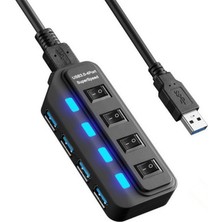 SZYKD 4 Bağlantı Noktası USB 3.0 Hub Her Bir Veri Aktarım Bağlantı Noktası (Siyah) Için Ayrı Anahtarlarla (Yurt Dışından)