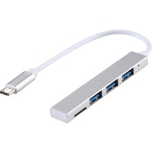 SZYKD T-818 Tf 3 x USB 3.0-Usb-C / Typ-C Hub Adaptörü (Gümüş) (Yurt Dışından)