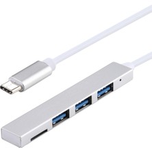 SZYKD T-818 Tf 3 x USB 3.0-Usb-C / Typ-C Hub Adaptörü (Gümüş) (Yurt Dışından)