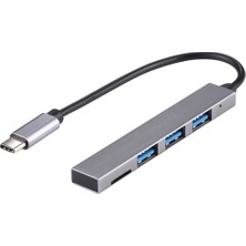 SZYKD T-818 Tf 3 x USB 3.0-Usb-C / Typ-C Hub Adaptörü (Gümüş Gri) (Yurt Dışından)