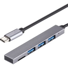 SZYKD T-818 Tf 3 x USB 3.0-Usb-C / Typ-C Hub Adaptörü (Gümüş Gri) (Yurt Dışından)