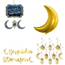 Hayaller Dükkanı 4 Paketli Ramazan Süsleri 10'lu Tavan Süs ve Balonlu Ramazan Ayı Süsleme Seti