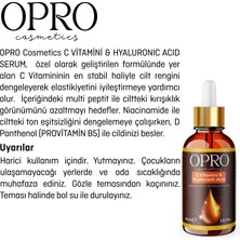 OPRO C Vitamini & Hyaluronik Asit Aydınlatıcı Etkili Cilt Bakım Serumu 30 ml - Multi Peptit, Niacinamide, D Panthenol (Provitamin B5)