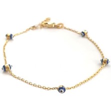 Pier Gümüş Nazar Mineli Zincir Gümüş Bileklik