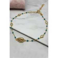 Pier Gümüş Zirkon Taşlı Mineli Deniz Kabuğu Gümüş Bileklik