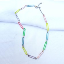 Pier Gümüş Renkli Mineli Zincir Gümüş Kolye