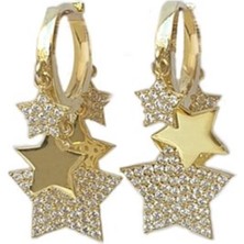 Pier Gümüş Zirkon Taşlı Yıldız Halka Gümüş Küpe