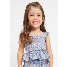 Mayoral Kız Çocuk Büzgülü Bluz Mavi 3141