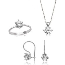 Stil Love Gümüş Tek Taş Bayan Set