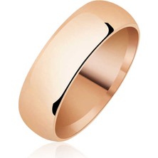 Stil Love 6 mm Düz Bombeli Rose Gümüş Alyans