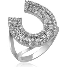 Stil Love Gümüş Trapez Taşlı Bayan Yüzük