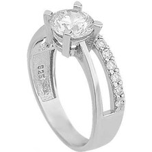 Stil Love Gümüş Yarım Tur Tek Taş Bayan Yüzük