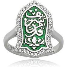 Stil Love ​gümüş Yeşil Kadem-I Şerif Bayan Yüzük
