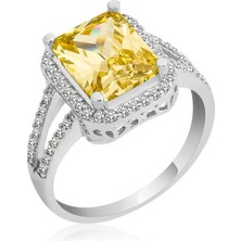 Stil Love Gümüş Baget Kare Bayan Yüzük