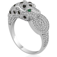 Stil Love ​gümüş Kaplan Figürlü Bayan Yüzük