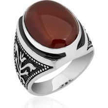 Stil Love Gümüş Lale Işlemeli Akik Yüzük