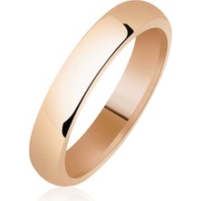 Stil Love 4 mm Düz Bombeli Rose Gümüş Alyans