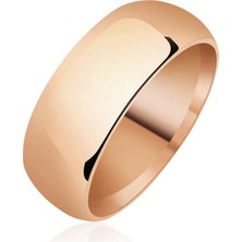 Stil Love 8 mm Düz Bombeli Rose Gümüş Alyans