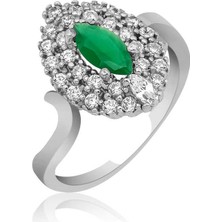 Stil Love ​gümüş Yeşil Mekik Bayan Yüzük