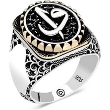 Stil Love Gümüş Elif Vav Oval Erkek Yüzük