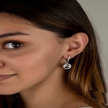 Gumush Swarovski Crystal Taşlı Gümüş Beyaz Sallantılı Kadın Küpe