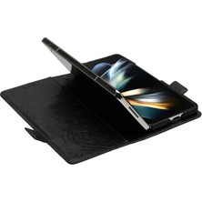 Cool-M Samsung Galaxy Z Fold4 Için 5g Pu Deri Cüzdan Kılıfı Çiçek Kelebekleri Manyetik Kapatma Kitabı Stand Folio Telefon Kapağı (Yurt Dışından)