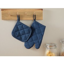 English Home Ancel Fırın Eldiveni ve Tutacak Seti Lacivert