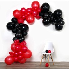 Best Parti Kırmızı-Siyah Balon Seti 50 Adet