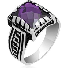 Stil Love Gümüş Lila Zirkon Taşlı Çocuk Erkek Yüzük