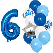 Best Parti Mavi Rakam Balon Pullu Şeffaf Balon Seti Yaş 6